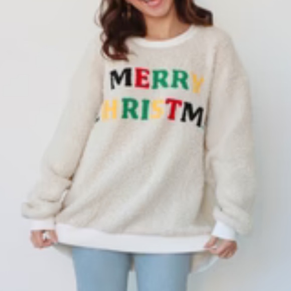 BiBi Ensley Christmas Embroidered Sherpa Pullover XL NWT Holiday - Picture 4 of 8